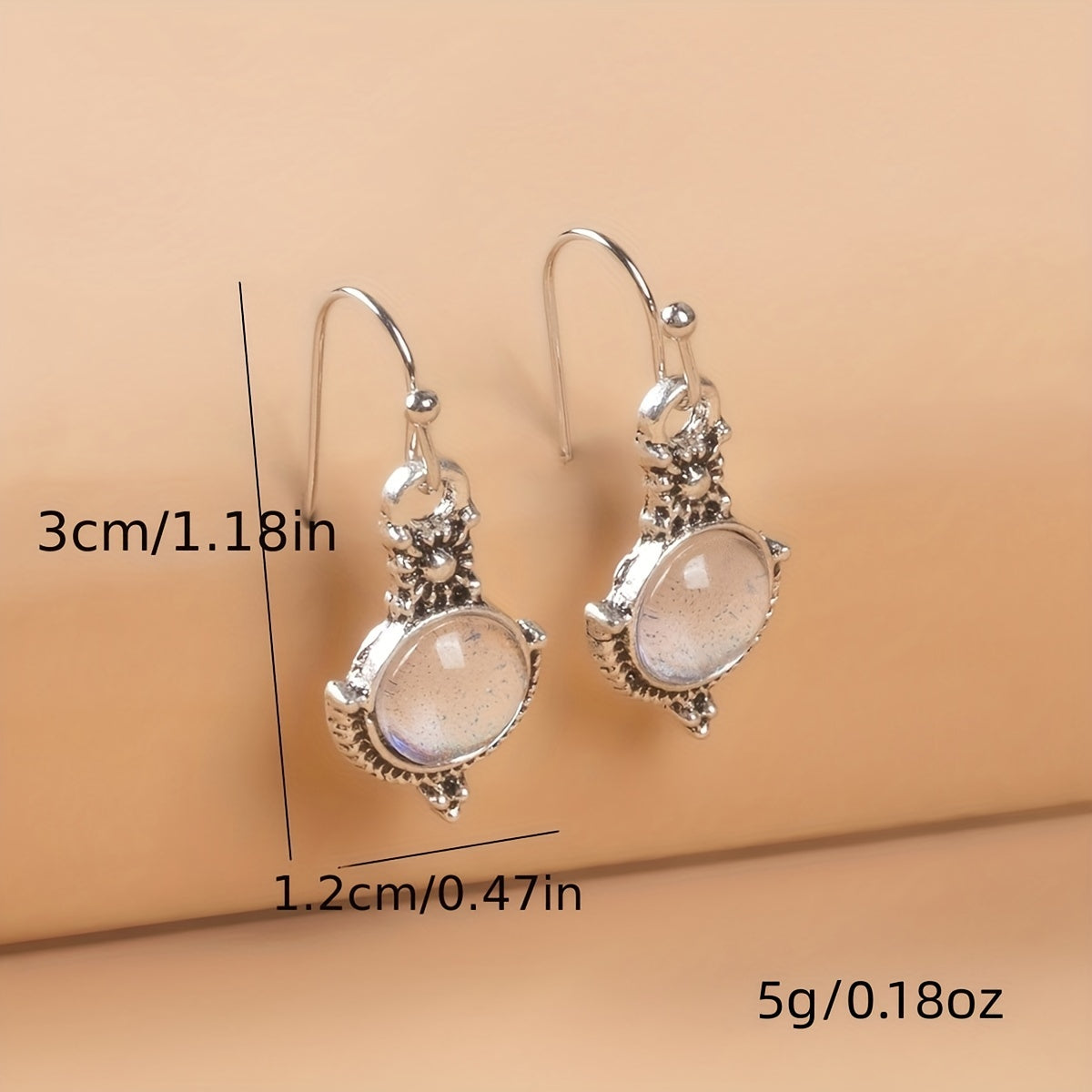 Vintage Moonstone Long Drop Dangle Earrings Wedding Party Jewelry Gift