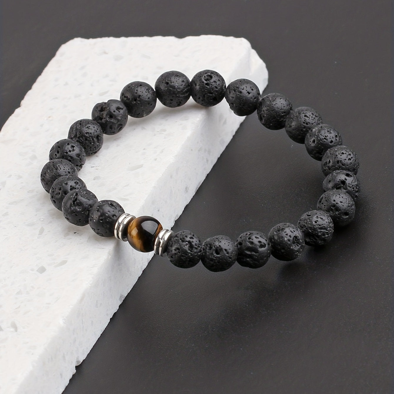 Men's Lava Stone Can Drop Essential Oil Bead Bracelet, Father's Day Gift