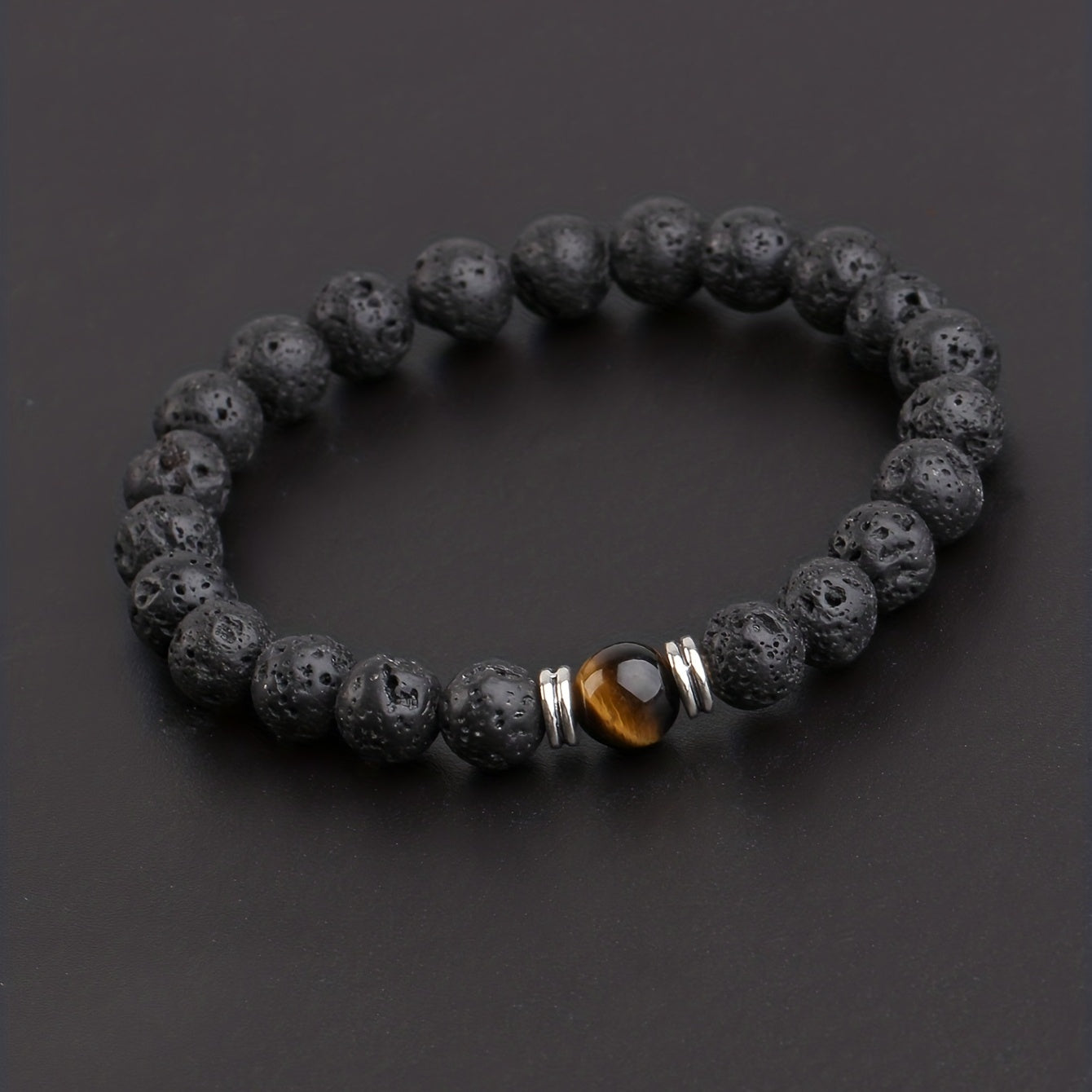 Men's Lava Stone Can Drop Essential Oil Bead Bracelet, Father's Day Gift