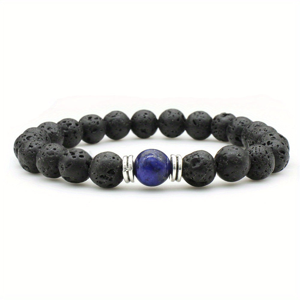 Men's Lava Stone Can Drop Essential Oil Bead Bracelet, Father's Day Gift