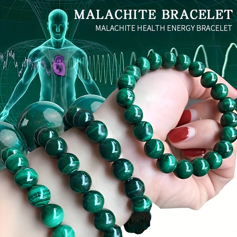 1pc Malachite Bracelet, 4/6/8/10mm Natural Stone Beads Bracelet, Father's Day Gift
