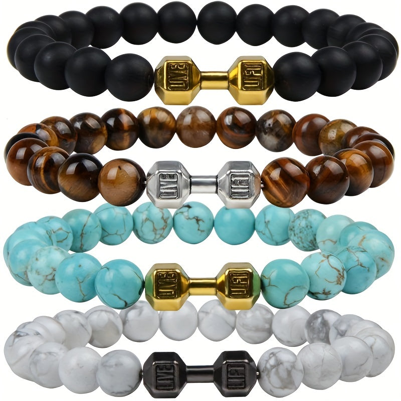 1pc High-Quality 8mm Natural Tiger Stone Beaded Unisex Sports Bracelet - Strong and Elegant Jewelry Gift for Men and Women