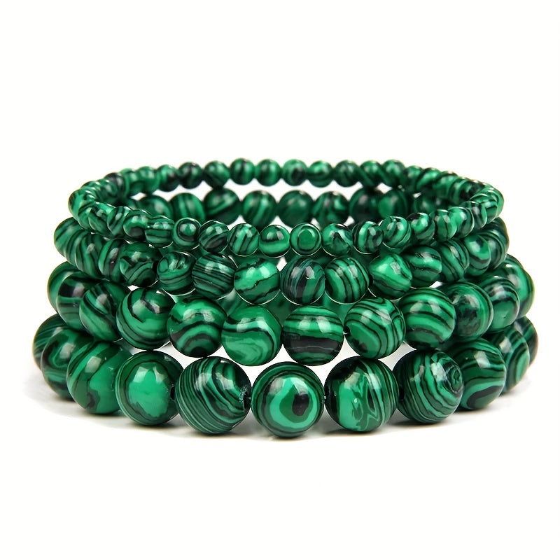 1pc Malachite Bracelet, 4/6/8/10mm Natural Stone Beads Bracelet, Father's Day Gift