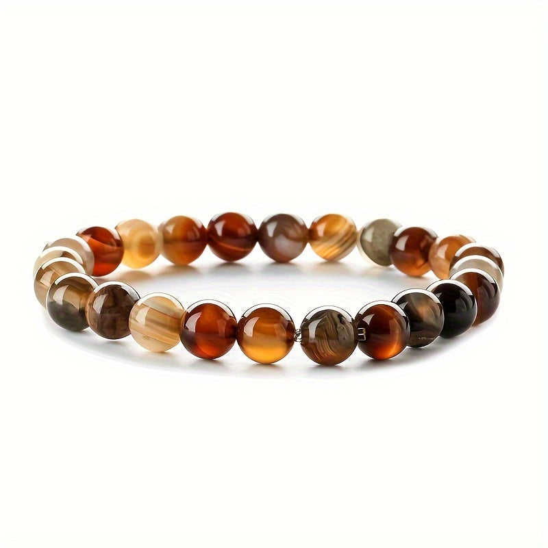 1pc Obsidian Volcano Bracelet for Couples, Men & Women, Tiger Eye Beads, Hand Jewelry, Student Gift