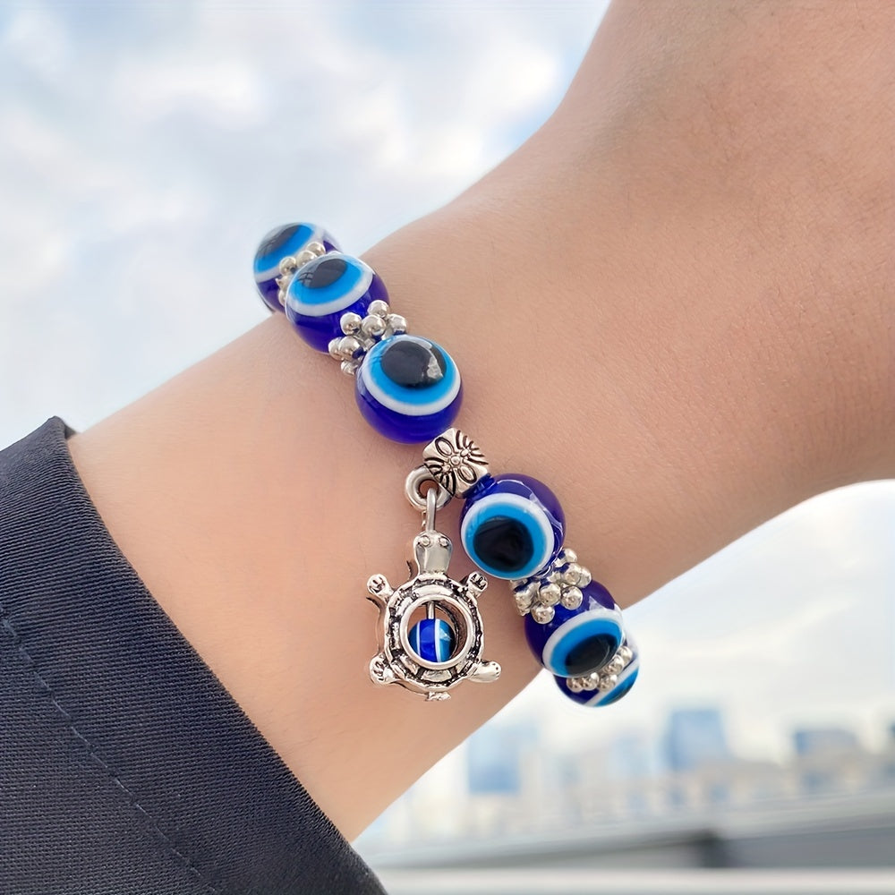 Lucky Evil Eye Charm Beads Protection Bracelet - Attracts Good Fortune, Wards Off Negative Energy, Stylish Gift for Friends and Family - Unique Jewelry Piece for Everyday Wear