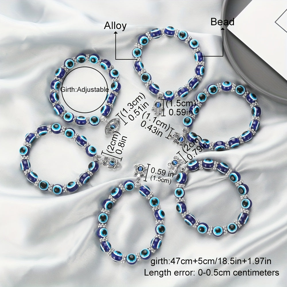 Lucky Evil Eye Charm Beads Protection Bracelet - Attracts Good Fortune, Wards Off Negative Energy, Stylish Gift for Friends and Family - Unique Jewelry Piece for Everyday Wear