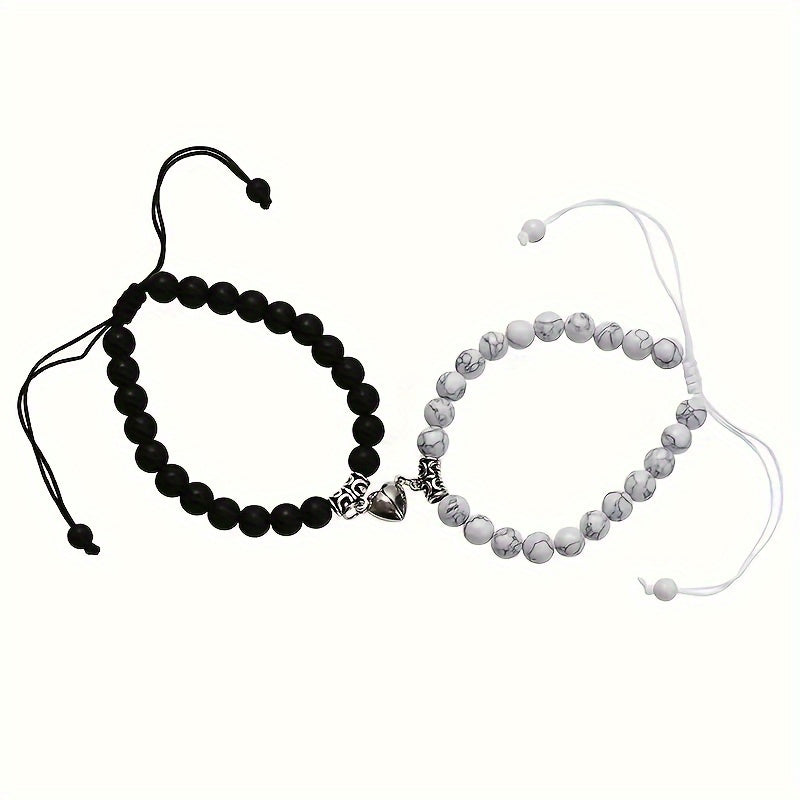 4pcs Set Of Jade Jewelry Featuring Sun And Moon Synthetic Stone, Hexagonal Crystal Couple Necklace, Charm Bracelet, And Lucky Multi-layer Necklace For Men