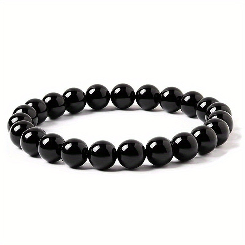 1pc Obsidian Volcano Bracelet for Couples, Men & Women, Tiger Eye Beads, Hand Jewelry, Student Gift