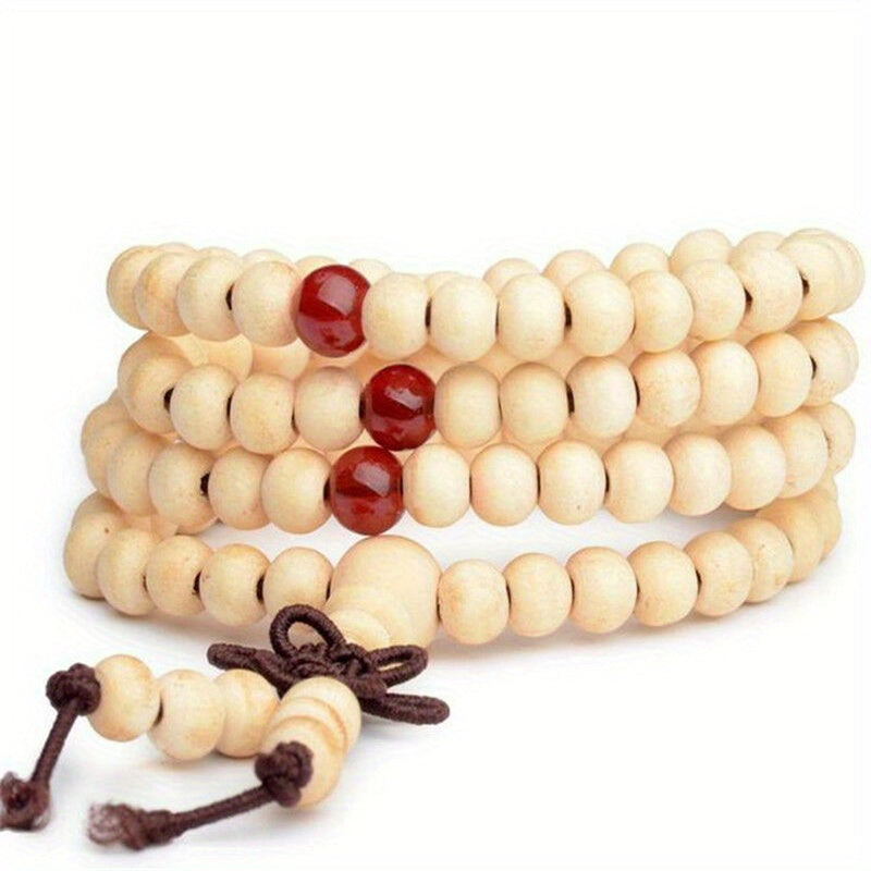 1/2pcs 108 Beads 8mm/0.31'' Sandalwood Buddhist Wood Prayer Beaded Knot Black Ebony Bracelets Bangles For Men, Father's Day Gift