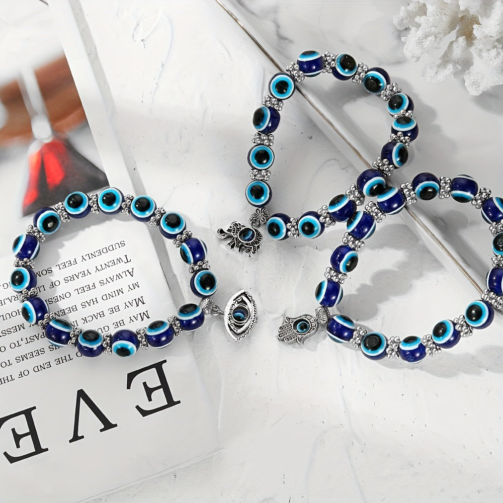 Lucky Evil Eye Charm Beads Protection Bracelet - Attracts Good Fortune, Wards Off Negative Energy, Stylish Gift for Friends and Family - Unique Jewelry Piece for Everyday Wear