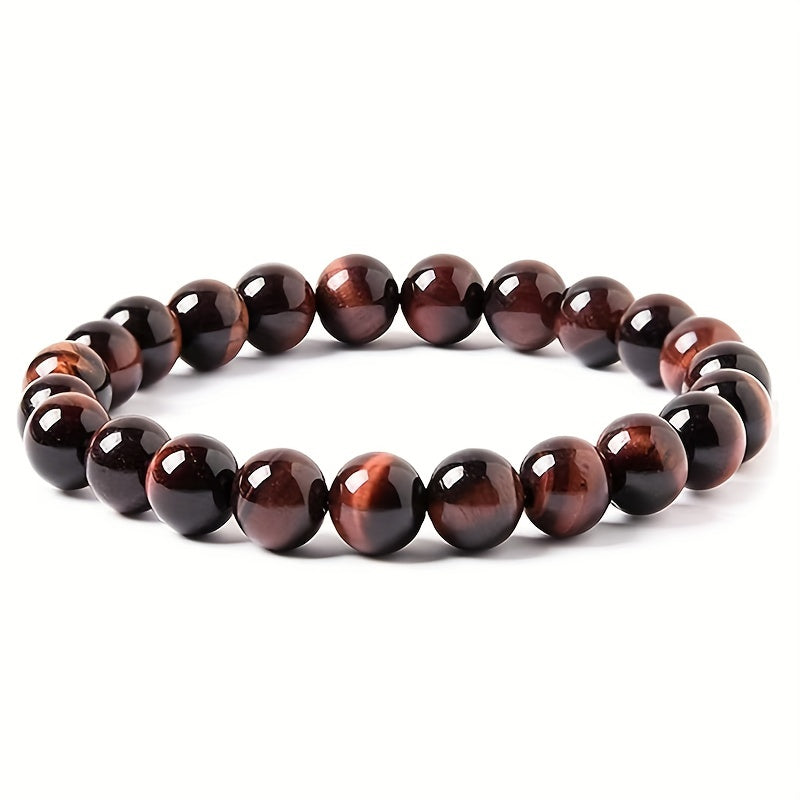 1pc Obsidian Volcano Bracelet for Couples, Men & Women, Tiger Eye Beads, Hand Jewelry, Student Gift