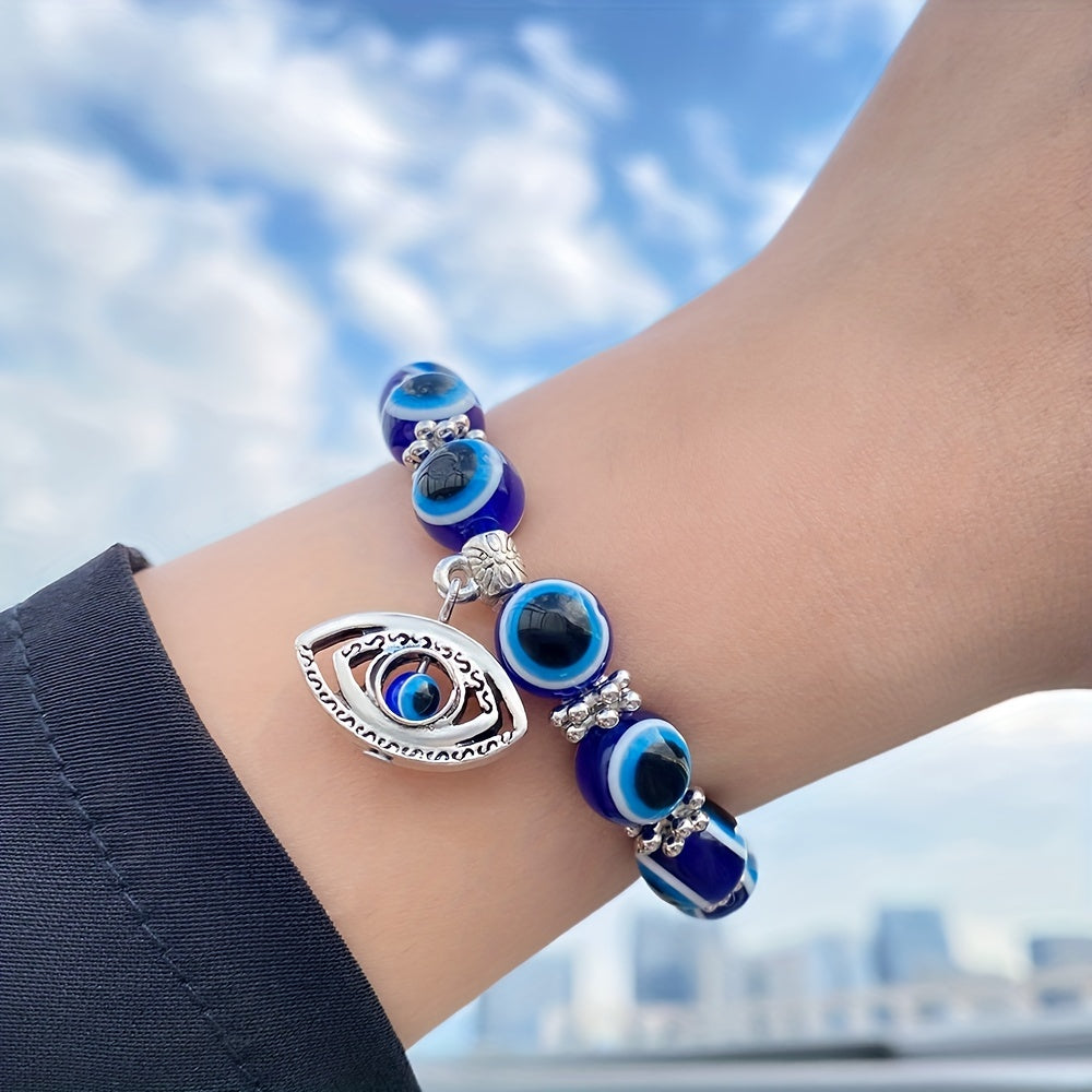 Lucky Evil Eye Charm Beads Protection Bracelet - Attracts Good Fortune, Wards Off Negative Energy, Stylish Gift for Friends and Family - Unique Jewelry Piece for Everyday Wear