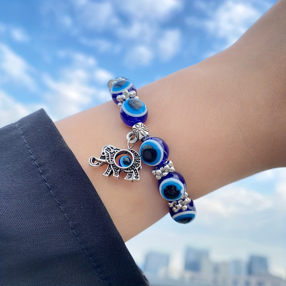 Lucky Evil Eye Charm Beads Protection Bracelet - Attracts Good Fortune, Wards Off Negative Energy, Stylish Gift for Friends and Family - Unique Jewelry Piece for Everyday Wear