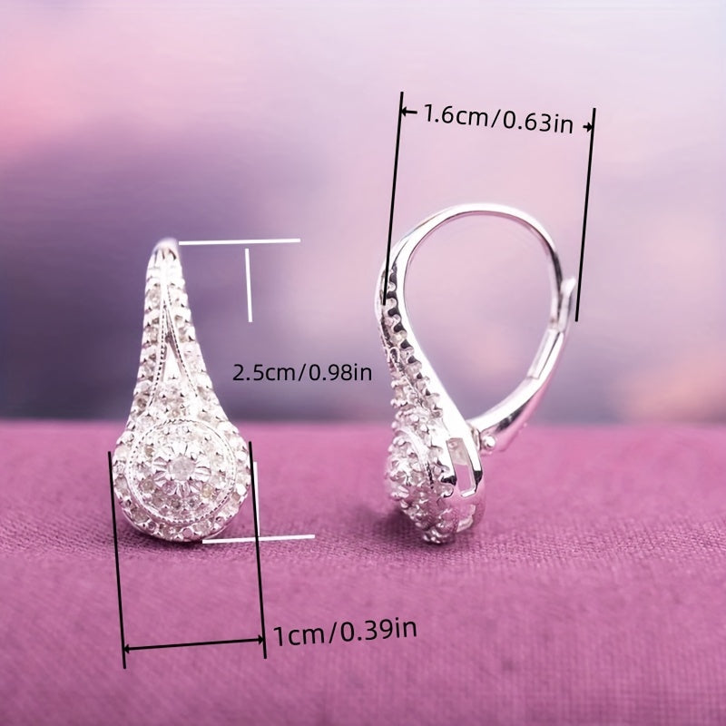 New Eight Heart Eight Arrows Round Full Rhinestone Zircon Earrings Europe And America Platinum 925 Silver Plated Earrings