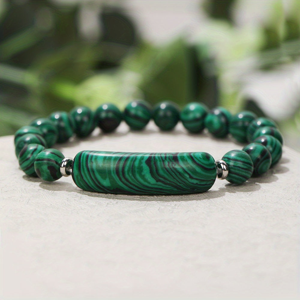 1pc Natural Semi-Precious Stone Rectangular Body Energy Yoga Bracelet, Father's Day Gift
