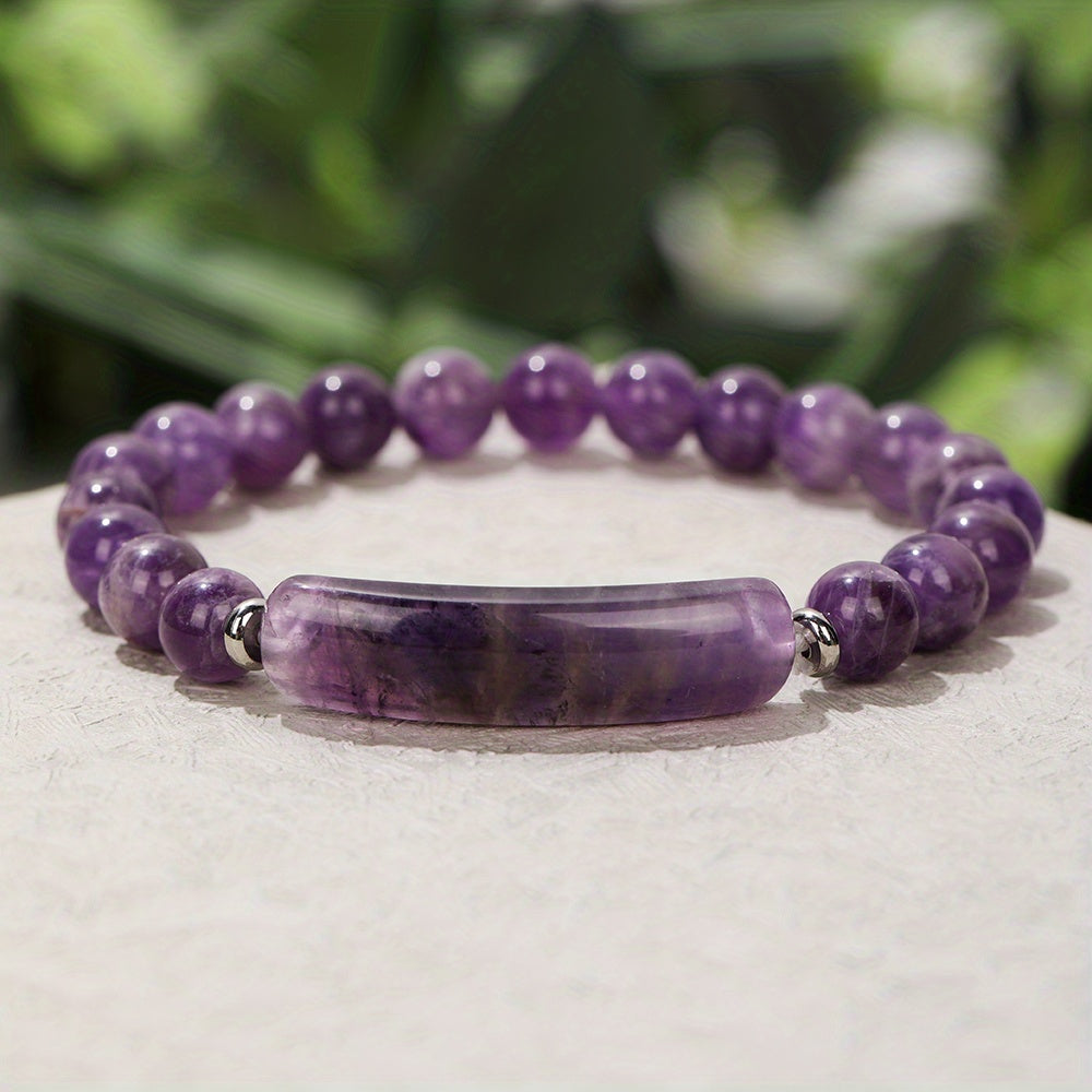 1pc Natural Semi-Precious Stone Rectangular Body Energy Yoga Bracelet, Father's Day Gift