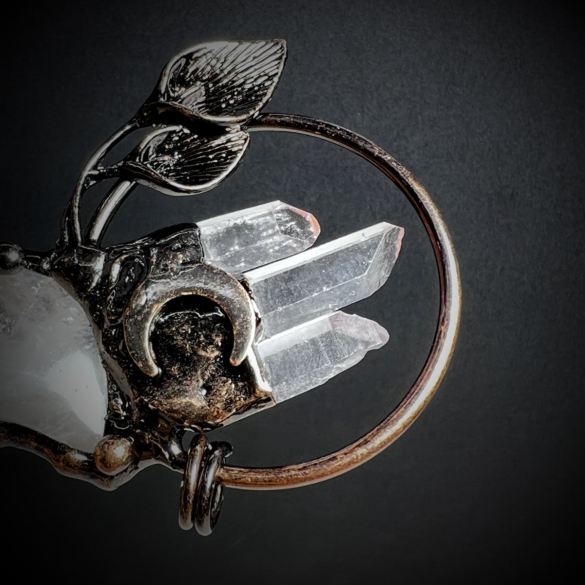 Moon Plant Shape Pendant White Natural Crystal Stone Loose Bead For DIY Jewelry Making Accessories