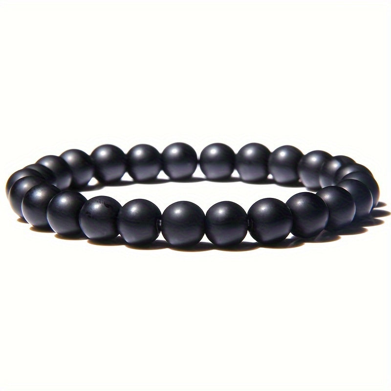 1pc Obsidian Volcano Bracelet for Couples, Men & Women, Tiger Eye Beads, Hand Jewelry, Student Gift