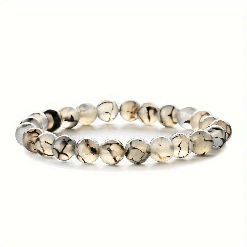 1pc Obsidian Volcano Bracelet for Couples, Men & Women, Tiger Eye Beads, Hand Jewelry, Student Gift