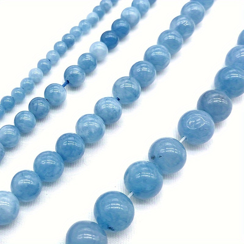 4-12mm Aquamarine Chalcedony Stone Round Loose Beads For DIY Special Elegant Bracelet Necklace Female Ear Charms Handmade String Jewelry Making Craft Supplies