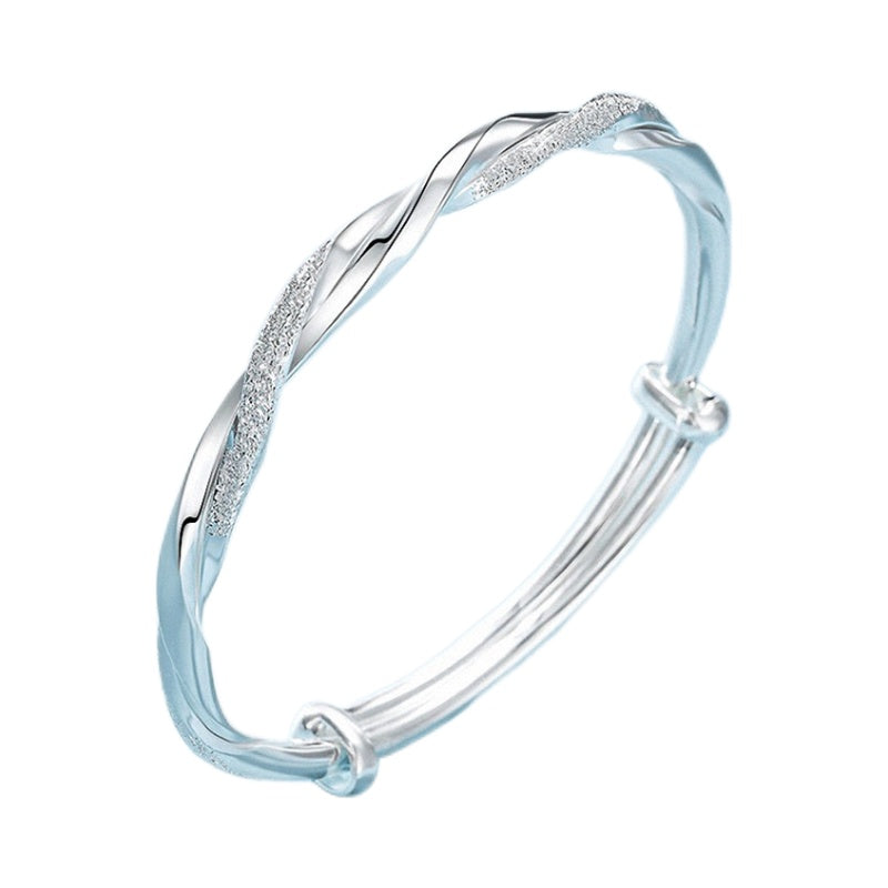 1pc, 925 Silver Simple Cuff Bracelets, Mobius Nail Sand Bracelet, Round Bangle, Female Jewelry, Bracelet Packs, Birthday Gifts, Holiday Gifts, Mother's Day Gifts, Party Favors