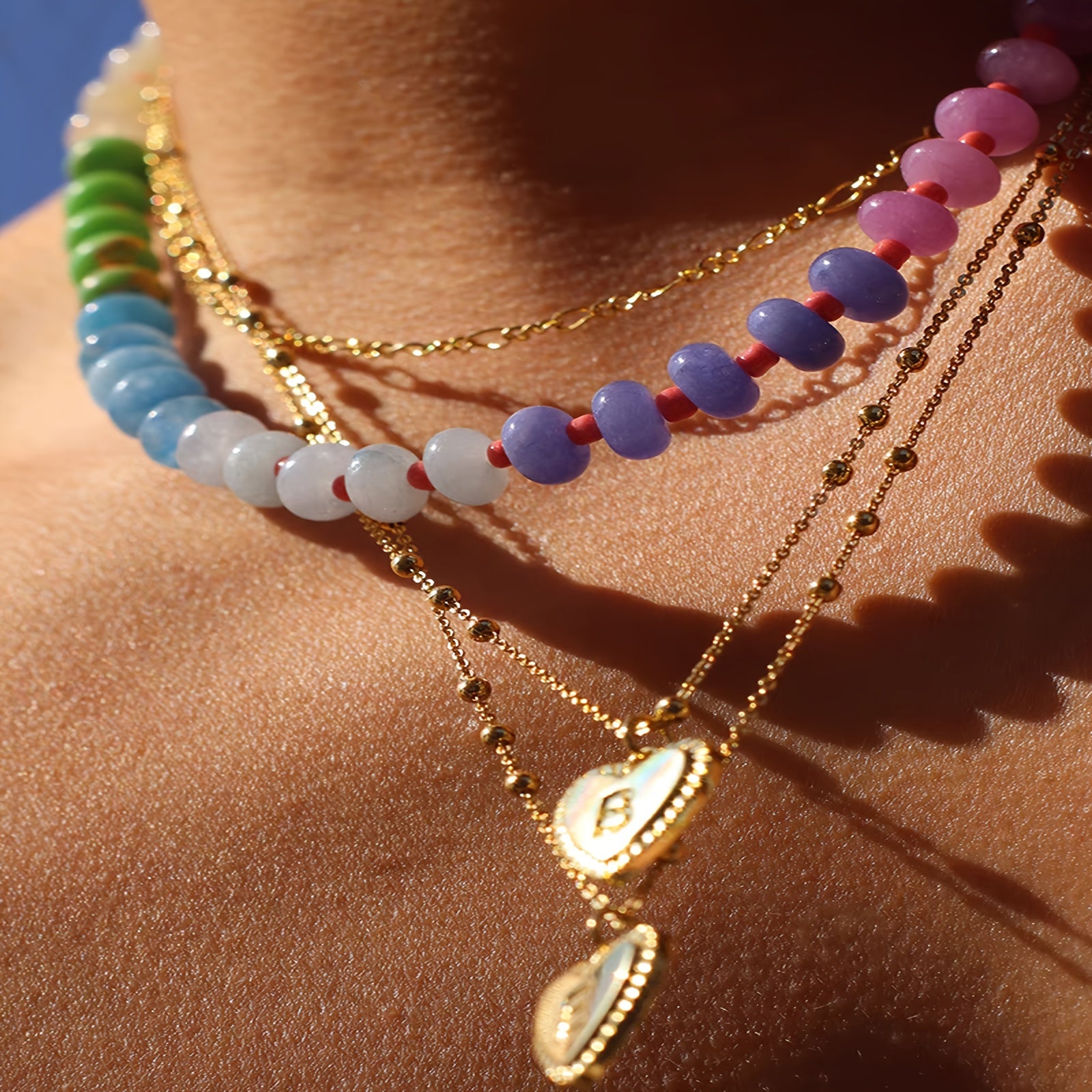 Natural Stone Multi-Gemstone Necklace - Luxurious Fashion Jewelry with Red Agate, Amethyst, White Jade, Topaz, Fluorite, Turquoise, Aquamarine, Grape, and Pink Crystal - Perfect for Daily Wear and Holiday Gifts