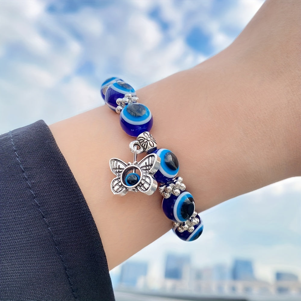Lucky Evil Eye Charm Beads Protection Bracelet - Attracts Good Fortune, Wards Off Negative Energy, Stylish Gift for Friends and Family - Unique Jewelry Piece for Everyday Wear