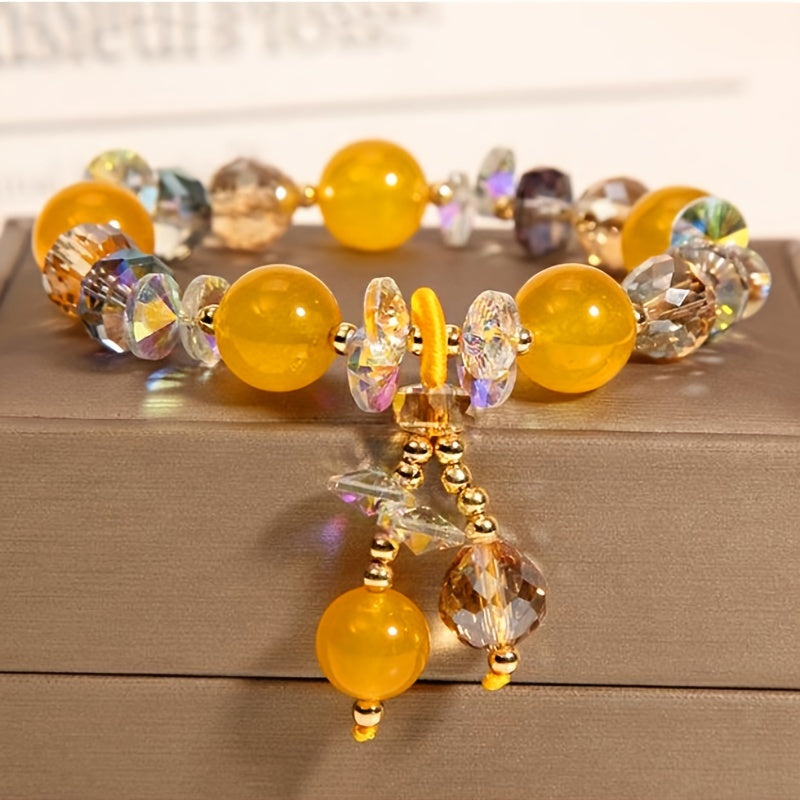 Handmade Aquamarine Bracelet, Yellow Gemstone Bracelet, Fashionable And Simple Bracelet, Showing Elegant Temperament, Is A Perfect Gift For Family/friends/lovers