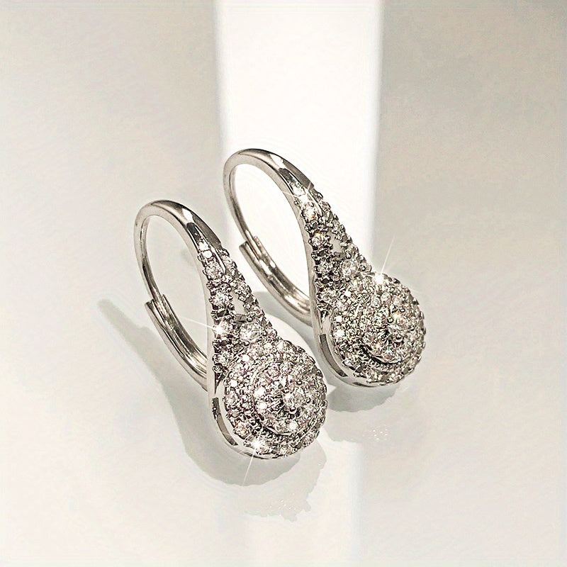 New Eight Heart Eight Arrows Round Full Rhinestone Zircon Earrings Europe And America Platinum 925 Silver Plated Earrings