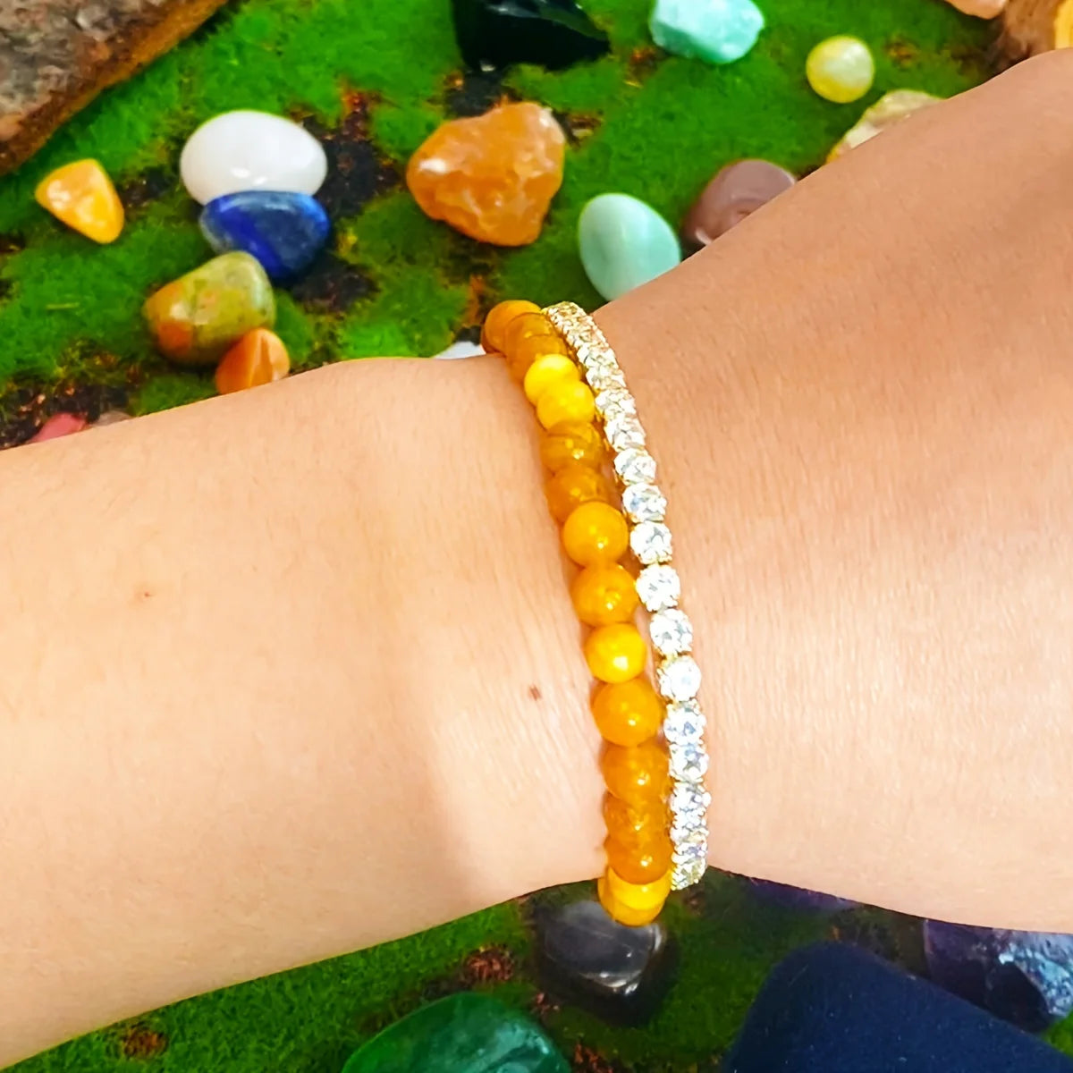 1pc/6mm Yellow Aventurine Bracelet Attracts Wealth, Prosperity and Abundance Jewelry Gift [Natural Stone Color Random]