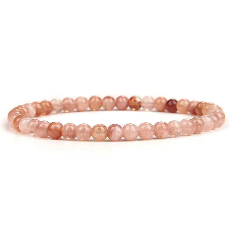 1PC Sunstone Bracelet 4/6/8/10MM Natural Sunstone Bead Stretch Elastic Cord Bangle Wristband Handmade Jewewlry Gift For Women