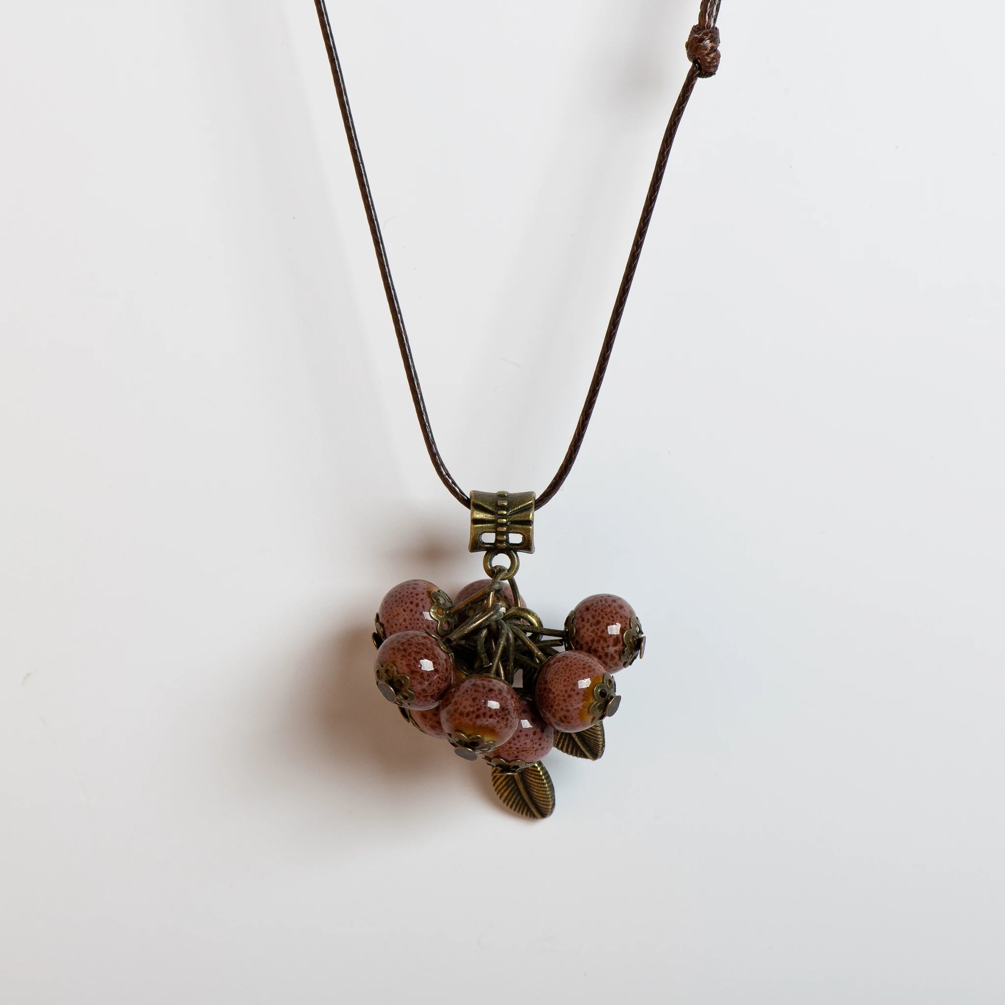Handmade Adjustable Long Necklace Ceramic Beads Boho Style Pendant Multicolor Jewelry