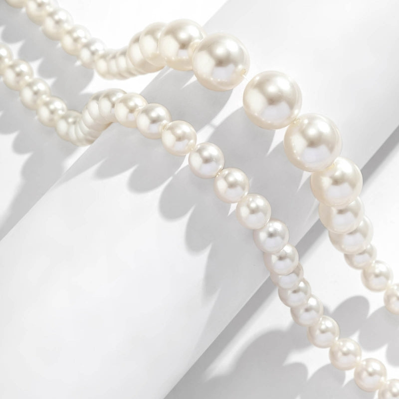 F42F Pearls Necklace Pearls Beads Necklace Pearls Material Party Jewelry for Daily