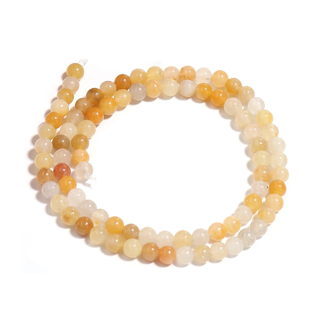 Louleur 1 Strand Natural Stone Beads Yellow Aventurine Jade Beading for DIY Bracelet Necklace Jewelry Accessories