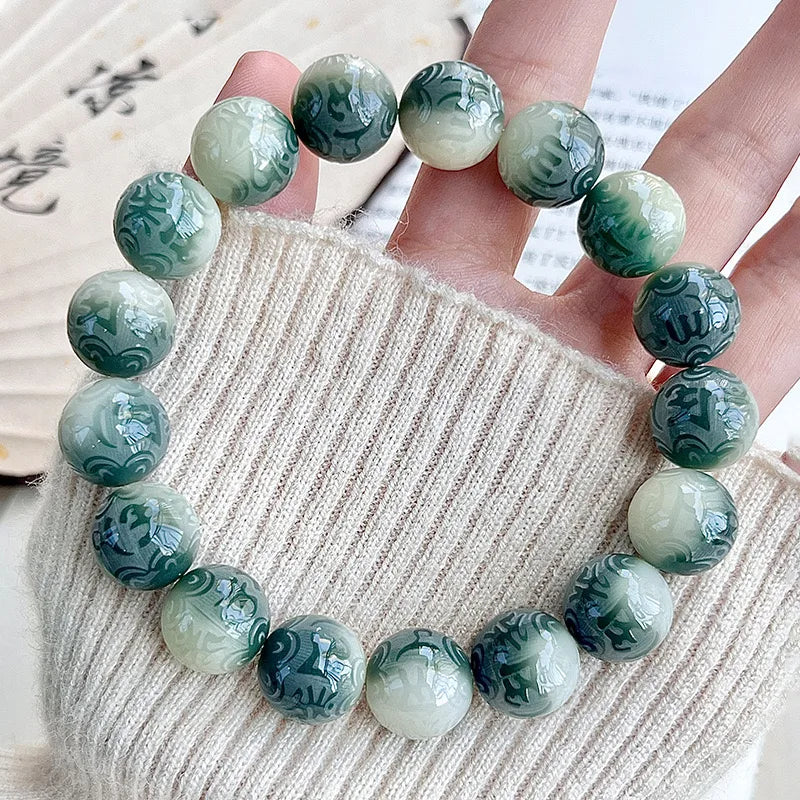 Natural Bodhi Root Bracelet with Round Beads, Buddha Beads, Recitation Beads, Cultural and Amusement Bracelets