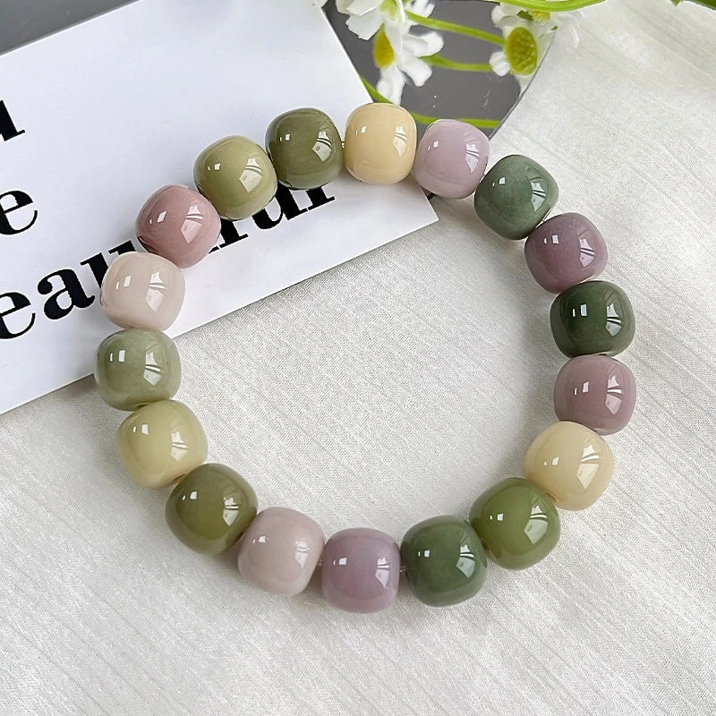 Bodhi Root Bracelet Bracelet Gradual Green Bodhi Handle Single Circle Vintage Buddha Beads Wrapped Around Fingers Soft