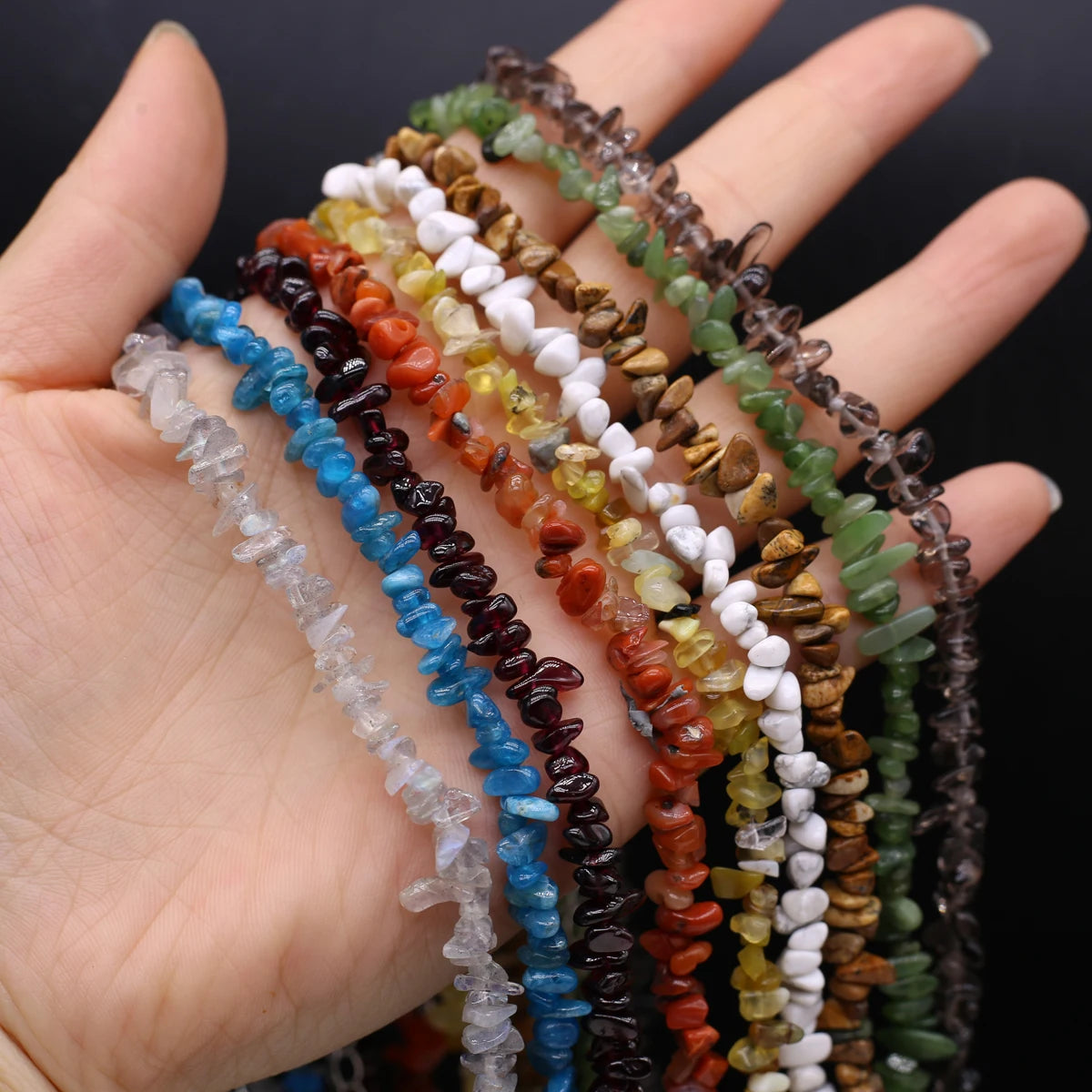 1string Agate Lapis Lazuli 4-6mm Natural Crushed Stone Bead Bracelets Charming Women Men Jewelry Accessories Daily Gifts