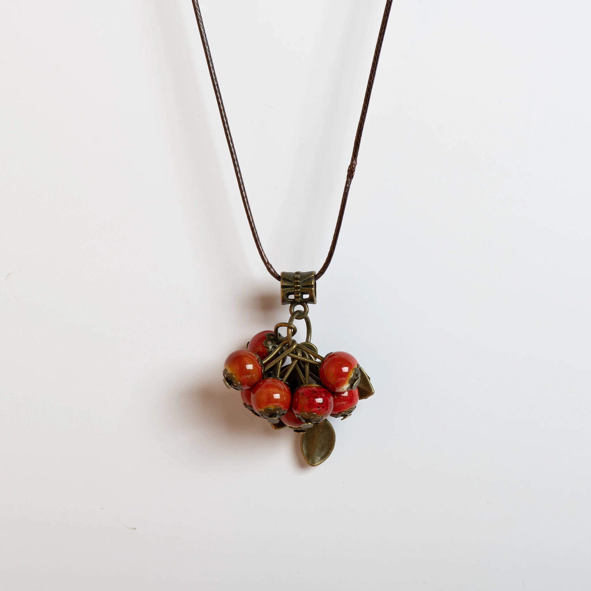 Handmade Adjustable Long Necklace Ceramic Beads Boho Style Pendant Multicolor Jewelry