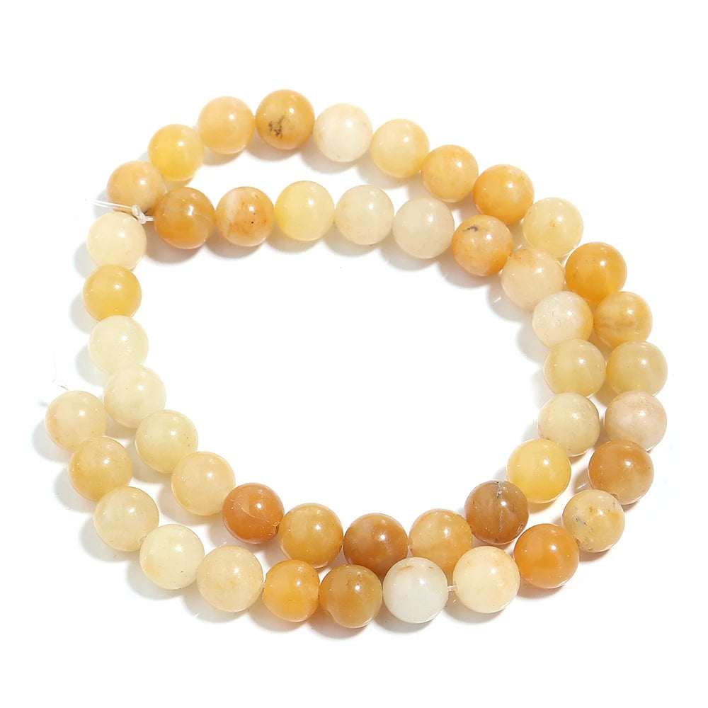 Louleur 1 Strand Natural Stone Beads Yellow Aventurine Jade Beading for DIY Bracelet Necklace Jewelry Accessories