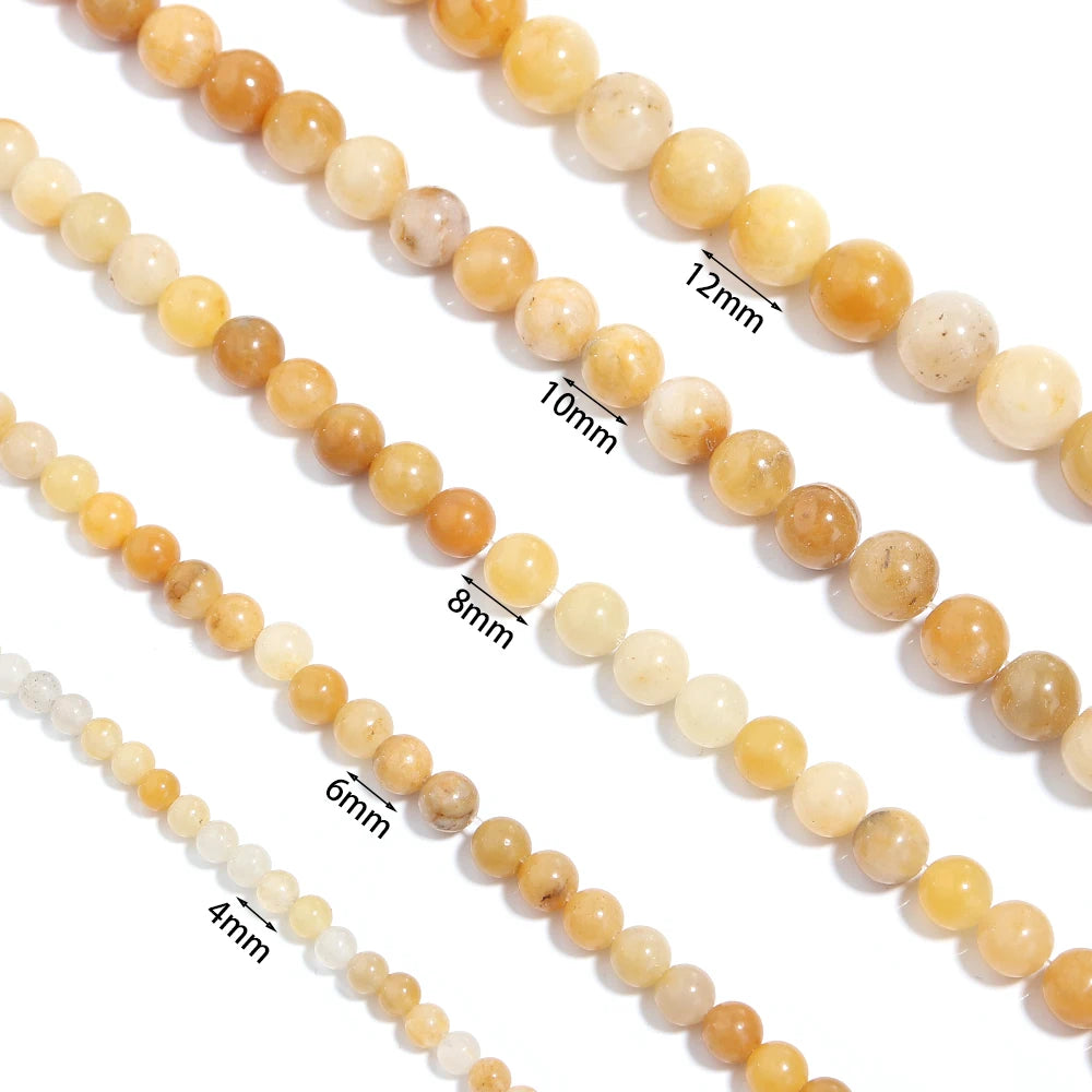 Louleur 1 Strand Natural Stone Beads Yellow Aventurine Jade Beading for DIY Bracelet Necklace Jewelry Accessories