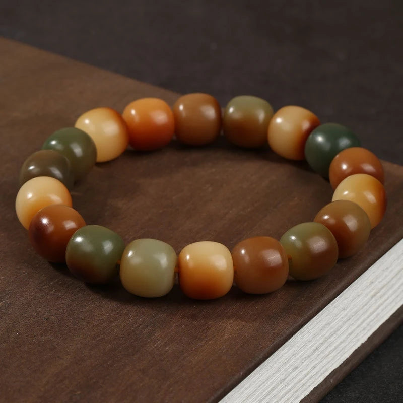 Bodhi Root Bracelet Bracelet Gradual Green Bodhi Handle Single Circle Vintage Buddha Beads Wrapped Around Fingers Soft
