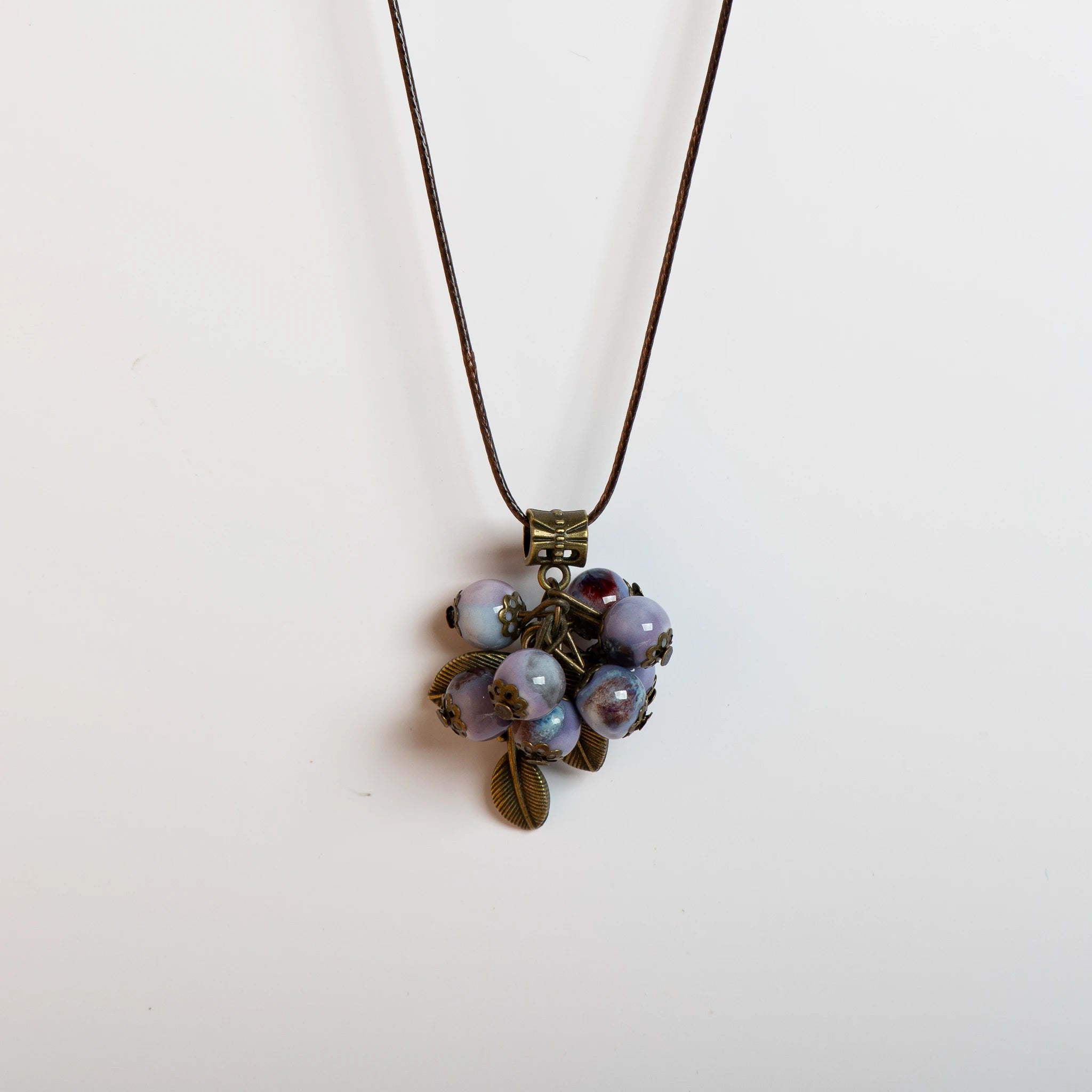 Handmade Adjustable Long Necklace Ceramic Beads Boho Style Pendant Multicolor Jewelry