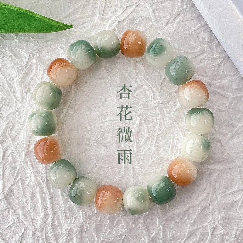 Bodhi Root Bracelet Bracelet Gradual Green Bodhi Handle Single Circle Vintage Buddha Beads Wrapped Around Fingers Soft