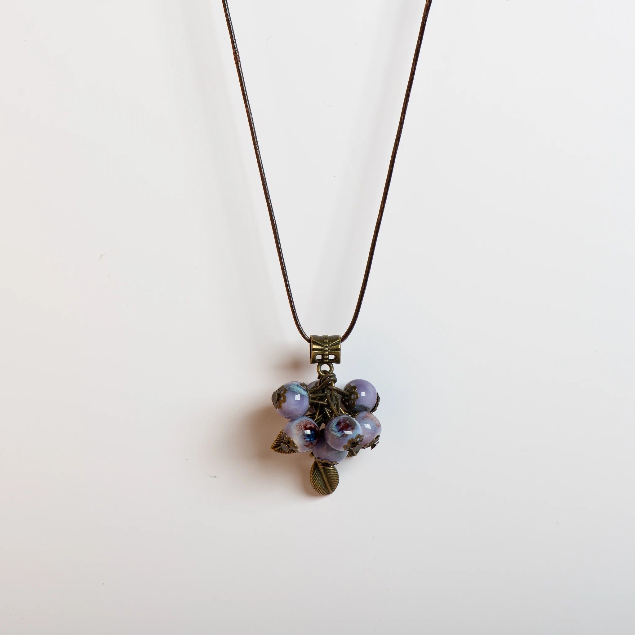 Handmade Adjustable Long Necklace Ceramic Beads Boho Style Pendant Multicolor Jewelry