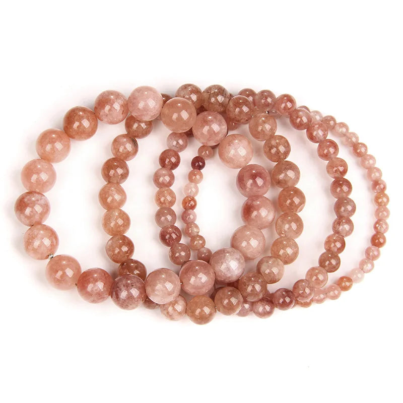 1PC Sunstone Bracelet 4/6/8/10MM Natural Sunstone Bead Stretch Elastic Cord Bangle Wristband Handmade Jewewlry Gift For Women