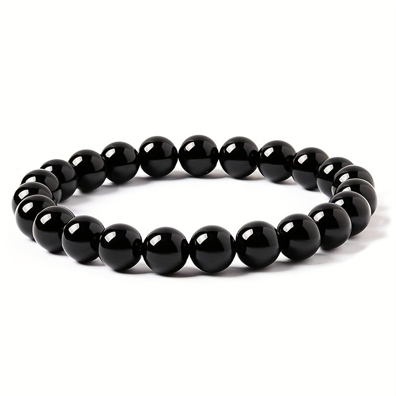 1pc Obsidian Volcano Bracelet for Couples, Men & Women, Tiger Eye Beads, Hand Jewelry, Student Gift