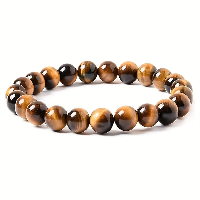 1pc Obsidian Volcano Bracelet for Couples, Men & Women, Tiger Eye Beads, Hand Jewelry, Student Gift