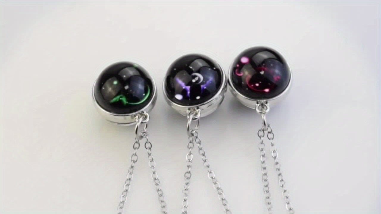 1pc Luminous Starry Sky Constellation Necklace - Sparkling Glass Ball Pendant with 12 Zodiac Signs - Unique Father's Day Gift for Men and Women
