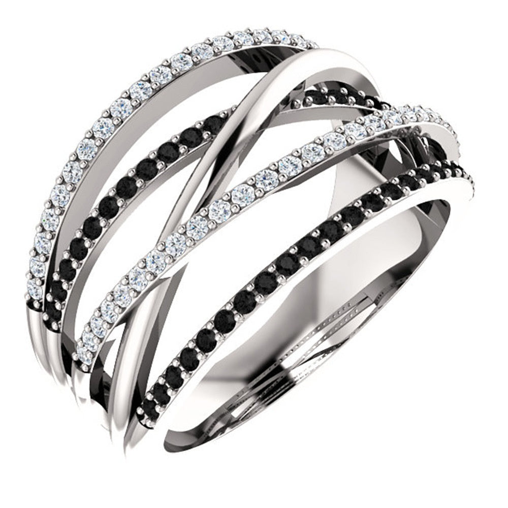 Silver Plated Black Sapphire Zircon Ring Anniversary Gift Engagement Wedding Ring Jewelry Gift For Women Ladies