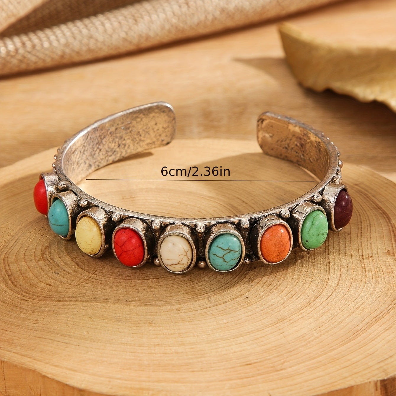 [Colorful Turquoise Cuff Bangle Vintage] Boho Style Colorful Turquoise Cuff Bangle Bracelet Vintage Style Hand Jewelry
